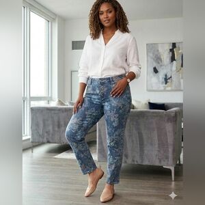 Laurie Felt Floral Straight-Leg Jeans - Blue
